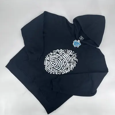 Finger Print Hoodie Black