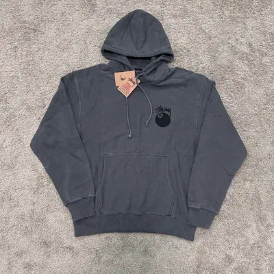 STU 8Ball Pig. Dyed Hoodie BLACK