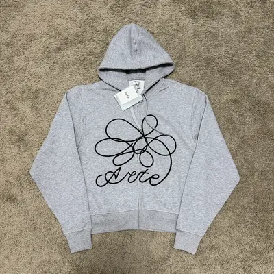 Ate Flower Zip-up EMB jacket Grey