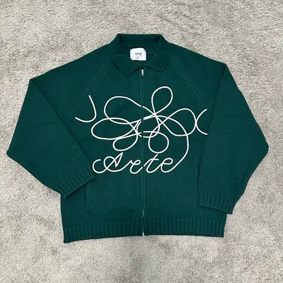 Ate Cardigan Flower Round Knit Green