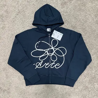 Navy Ate Flower Zip-up EMB jacket