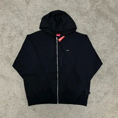 Grey/Black Sup Small Box Zip-Up Hooded Sweatshirt