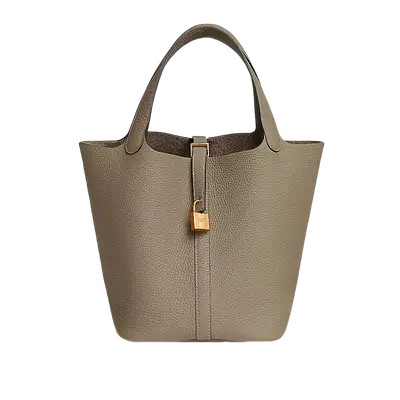 💰(€134=1100CNY)H*ermes Gold Buckle Bucket Bag Elephant Gray Item ID:40007347