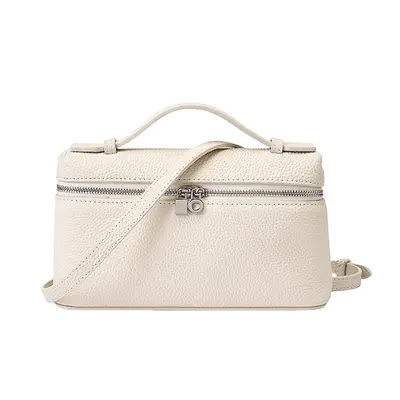 💰(€97=800CNY)L*P logo silver buckle double zipper small square bag white Item ID:40007783