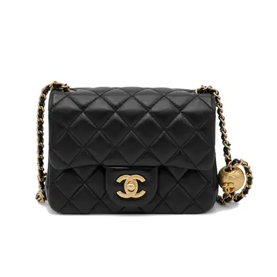 💰(€158=1300CNY) Chanel Gold Beaded Square Fat Man Flap Bag Black Item ID:40007940