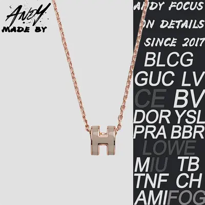 💰(€28=230CNY)H* light brown mini rose gold necklace Rose gold Item ID:50008767