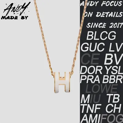 💰(€29=240CNY)H*Large H Letter Necklace Rose Gold Item ID:50004235
