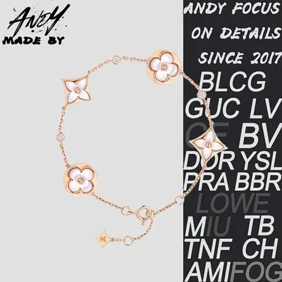 💰(€38=310CNY)White mother-of-pearl rose gold inlaid 4-flower bracelet Item ID:50005385