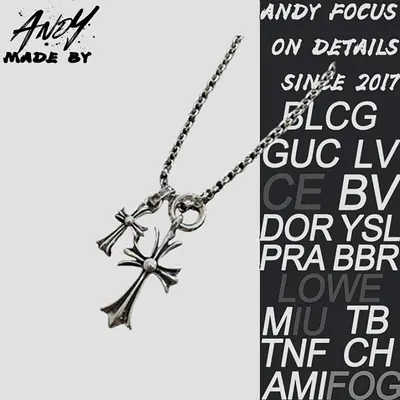 💰(€43=350CNY)C*hrome Hearts cross necklace with stones, silver Item ID:50005887