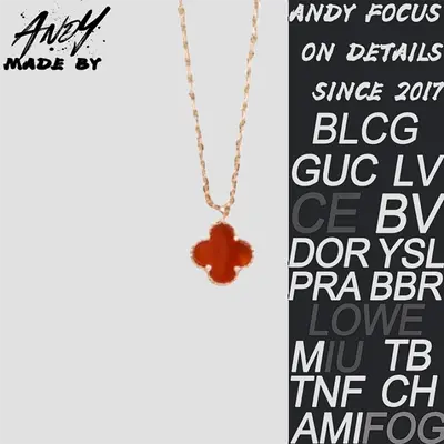 💰(€29=240CNY)Van four-leaf clover necklace, red agate, small size Item ID:50001220