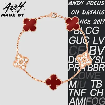 💰(€35=290CNY)Van Diamond Ruby Five Flower Bracelet 🍀 rose gold Item ID:50003996