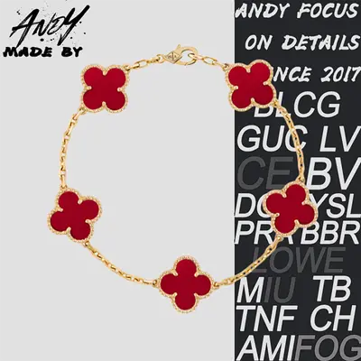 💰(€34=280CNY)Van Ruby Five Flower Bracelet Rose Gold Item ID:50007981