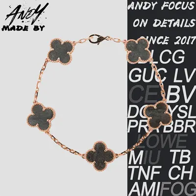 💰(€41=340CNY)Van Cleef&Arpels Five Clover Black Radiant Stones Rose Gold Item ID:50007672