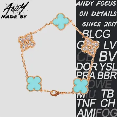 💰(€39=320CNY)Turquoise Diamond Set Five Flower Bracelet Rose Gold Item ID:50005637