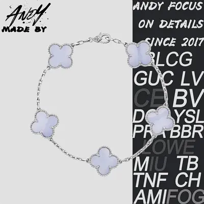 💰(€37=300CNY)Van Purple Jade Marrow Five Flower Bracelet White Gold Item ID:50003609