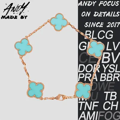 💰(€39=320CNY)Van Turquoise Five Flower Bracelet Rose Gold Item ID:50007996