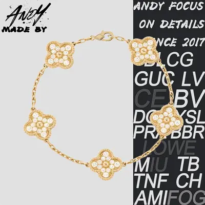 💰(€34=280CNY)Van Full Diamond Five Flower Bracelet in Gold Item ID:50001378