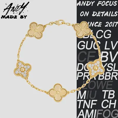 💰(€37=300CNY)Van Laser Diamond Five Flower Bracelet in Gold Item ID:50007302
