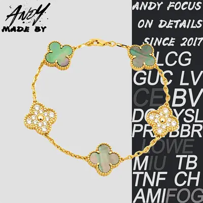 💰(€37=300CNY)Van Grey Shell Simple Diamond Five Flower Bracelet Rose Gold Item ID:50006885