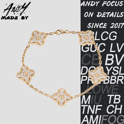 💰(€34=280CNY) Full Diamond Five Flower Bracelet Rose Gold Item ID:50008395