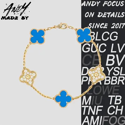 💰(€39=320CNY)Fancy Blue Jadeite Simple Diamond Five Flowers Golden Color Item ID:50007490