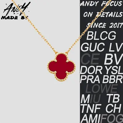 💰(€27=220CNY)Cleef&Arpels Clover Necklace Red Agate Small texture of material:Item ID:50000599