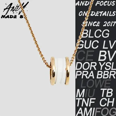 💰(€34=280CNY)B*Bulgari White Ceramic Necklace Rose Gold Item ID:50009059