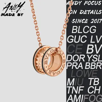 💰(€38=310CNY)B*Bulgari Black Edge Riveted Necklace Rose Gold Item ID:50006761