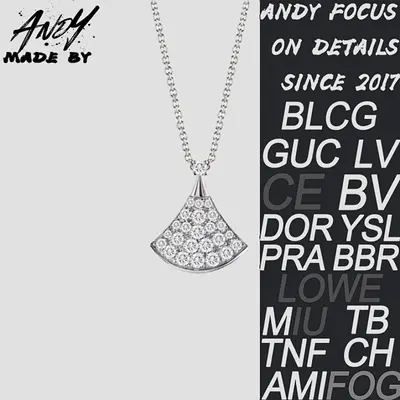 💰(€32=260CNY)B*Small Diamond Fan Necklace in White Gold Item ID:50006104
