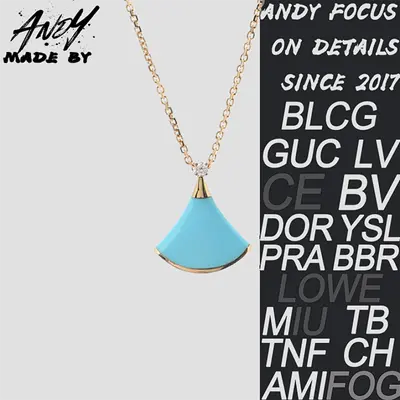 💰(€32=260CNY)B*Bulgari Natural Stone Small Fan Small Dress Necklace Blue Item ID:50001789