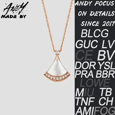 💰(€33=270CNY)B*Small Diamond Fan Necklace Rose Gold Item ID:50007346