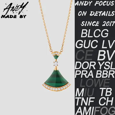💰(€34=280CNY)B*Diamond Skirt Necklace Green Rose Gold Item ID:50002986