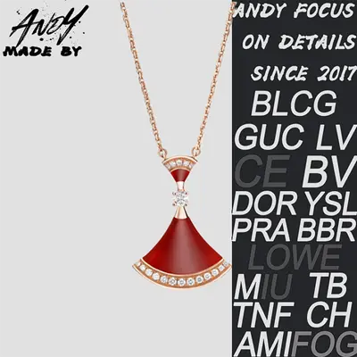 💰(€34=280CNY)B*Diamond Skirt Necklace Red Rose Gold Item ID:50002986