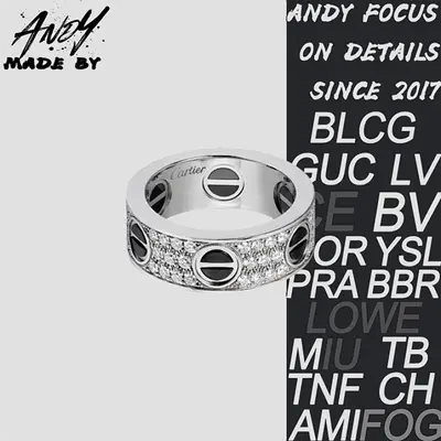💰(€49=400CNY)C*Black Nail Full Diamond Ring White Gold Item ID:50006983