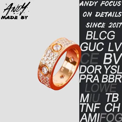 💰(€40=330CNY)C*Six Main Stone Full Diamond Ring in Rose Gold