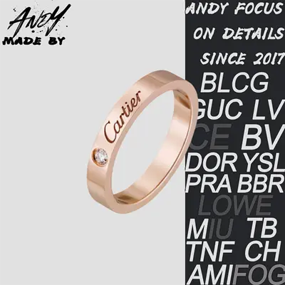 💰(€31=250CNY)C*artier Narrow Edition Single Diamond Letter Logo Ring Rose Gold Item ID:50007112