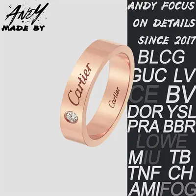 💰(€32=260CNY)C*artier Wide Edition Single Diamond Letter Logo Ring Rose Gold Item ID:50001579
