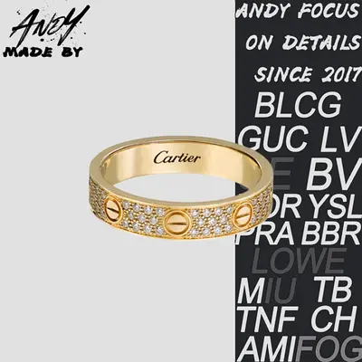 💰(€37=300CNY)C*Narrow/Three Row Diamond Starry Sky Ring in Gold Item ID:50002955