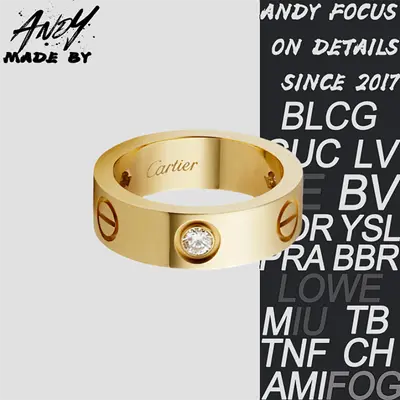 💰(€32=260CNY)C*Wide Three Diamond Ring in Gold [V Gold Version] Item ID:50005647