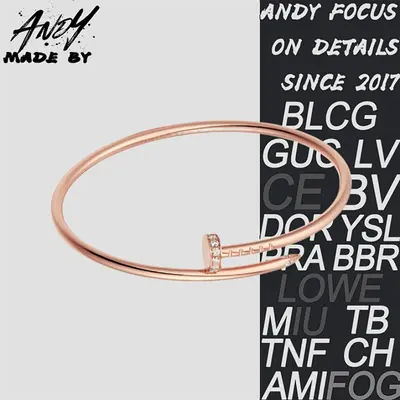 💰(€37=300CNY)C*Fine Edition Head and Tail Diamond Nail Bracelet Rose Gold Item ID:50003075