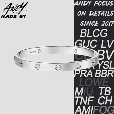 💰(€49=400CNY)C*Wide Four Diamond Bracelet in White Gold [V Gold Version] Item ID:50001409