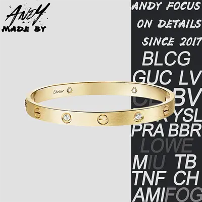💰(€49=400CNY)C*Wide Four Diamond Bracelet in Gold [V Gold Version] Item ID:50001409