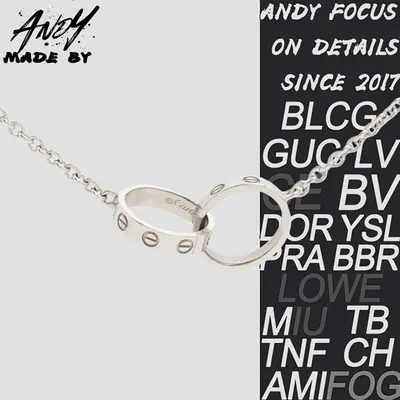 💰(€29=240240CNY)C*Diamond Free Double Ring Necklace in White Gold Item ID:50004904
