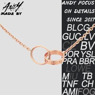 💰(€29=240CNY)C*Diamond Free Double Ring Necklace in Rose Gold Item ID:50004904