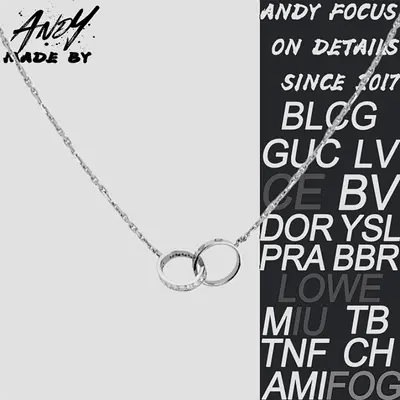 💰(€31=250CNY)C*diamond studded double ring cake necklace in white gold Item ID:50005464