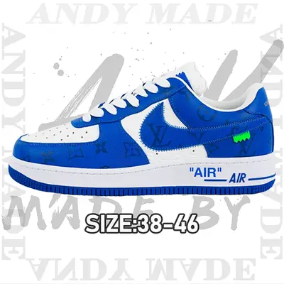 💰(€64=530CNY)L*V x Nike Air Force1Low Air Force Heavy Joint Brand White and blue Item ID:30009050