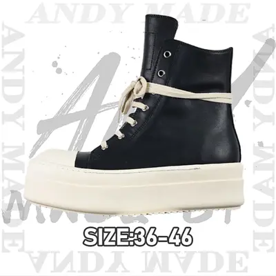 💰(€79=650CNY)R*O classic watermelon head style "black leather high top thick sole" Item ID:30004254