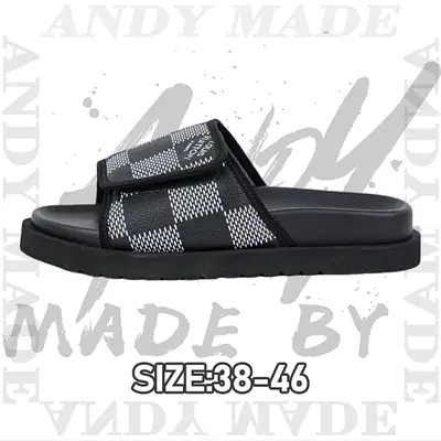 💰(€34=280CNY)Miami Damier Round Toe Flip Flops Black Item ID:30005214