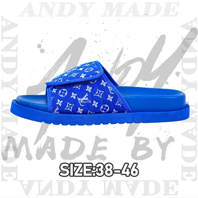 💰(€34=280CNY)Miami Damier Round Toe Flip Flops Blue Item ID:30000098