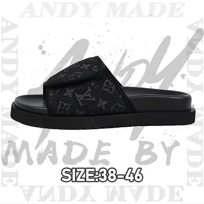 💰(€34=280CNY)Miami Damier Round Toe Flip Flops Black Item ID:30004644